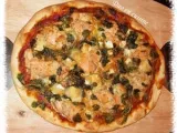 Recette Pizza au saumon, au chèvre et au cresson