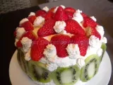 Recette Le gâteau chantilly, fraises, kiwis de stéphanie