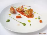 Recette Carpaccio de tomates, gambas marinées et gaspacho