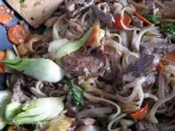Recette Wok : nouilles de riz au boeuf
