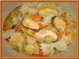 Recette Pâtes aux moules, crevettes et légumes