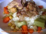 Recette Couscous au poulet et son confit d'oignons aux raisins et cannelle