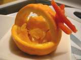 Recette Salade de fruit en panier d'orange, pour les déjeuners surprise au lit!