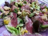 Recette Salade de foies de volaille et copeaux de foie gras