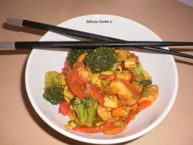 Recette Poêlée de crevettes/surimi & ses légumes au curry
