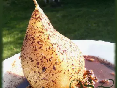 Recette Poire fondante sur sablé aux spéculoos et sa sauce au chocolat (roquefort ?)