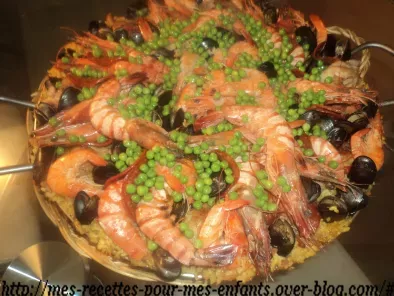 Recette Paella à la viande et aux fruits de mers à ma façon