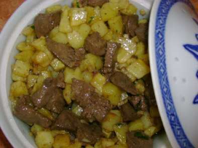 Recette Kebda bel batata (foie aux pommes de terre frites)
