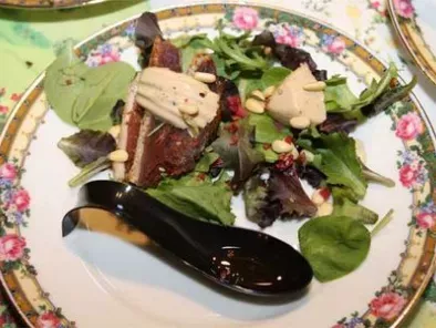 Recette Salade aux magrets de canards séchés, et panna cotta de foie gras