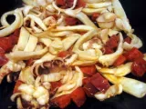 Etape 4 - Salade tiède ou froide de calamar, pois chiches et chorizo