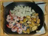 Etape 6 - Filet de perche, moules, crevettes et purée de courgettes