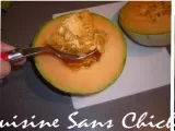 Etape 2 - Soupe de melon au basilic accompagné de sa brochette.
