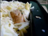 Etape 5 - Gratin de pâtes aux poireaux et saucisses de poulet