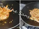 Etape 8 - Nouilles sautées au wok, crevettes marinées et petits légumes croquants.