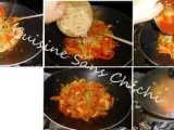 Etape 9 - Nouilles sautées au wok, crevettes marinées et petits légumes croquants.