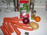Etape 1 - Velouté de carottes et coriandre et son nuage de ricotta au cumin