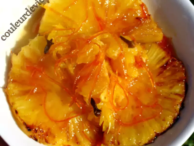 Ananas poêlé en confit de grenadine à l'orange