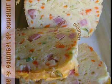 Cake multicolore à la julienne de légumes & au jambon