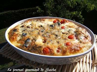 Clafoutis, mozzarella, tomates et sardines