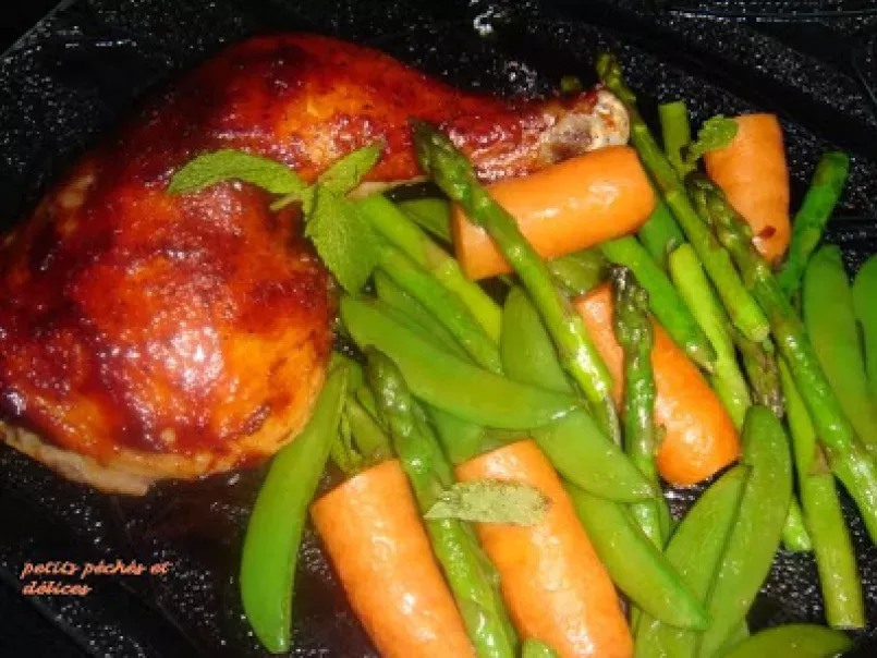 Cuisses de poulet barbecue au four et légumes sautés - photo 2