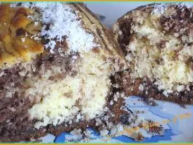 Gâteau au yaourt marbré au chocolat et noix de coco
