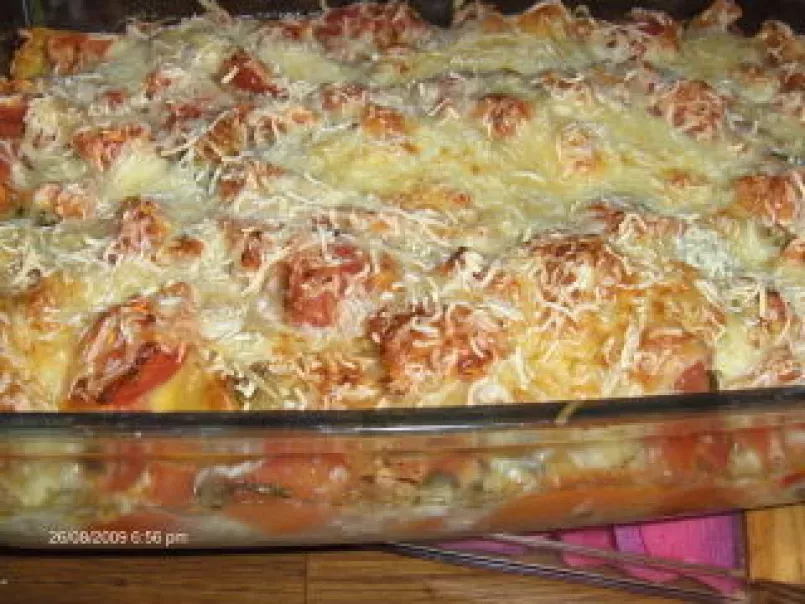 Lasagnes tomates, pesto et mozzarella