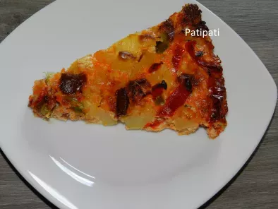 Omelette aux pomme de terre-chorizo-poivrons en forme de tarte - photo 3