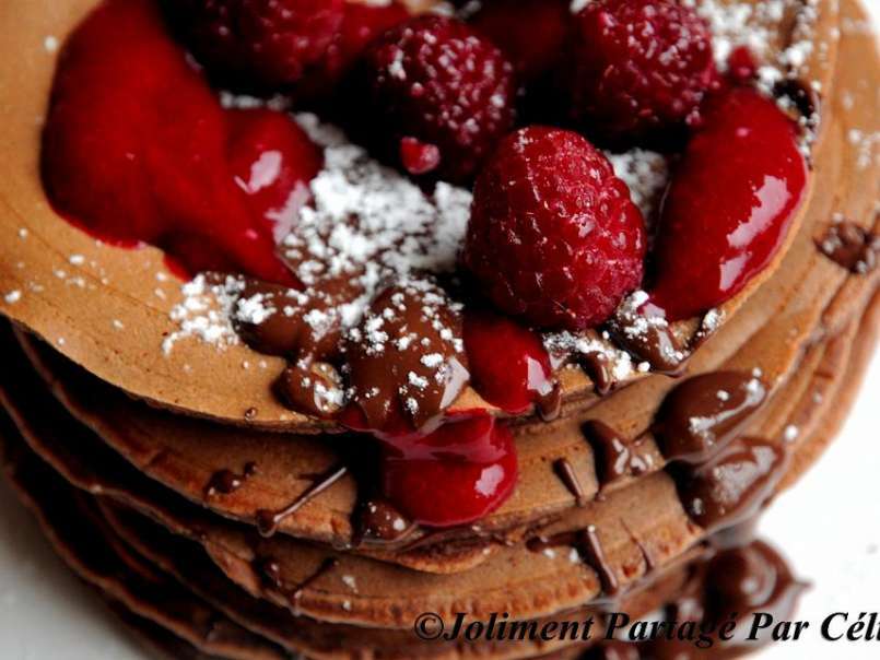 Pancakes chocolat et coulis de framboise - photo 3