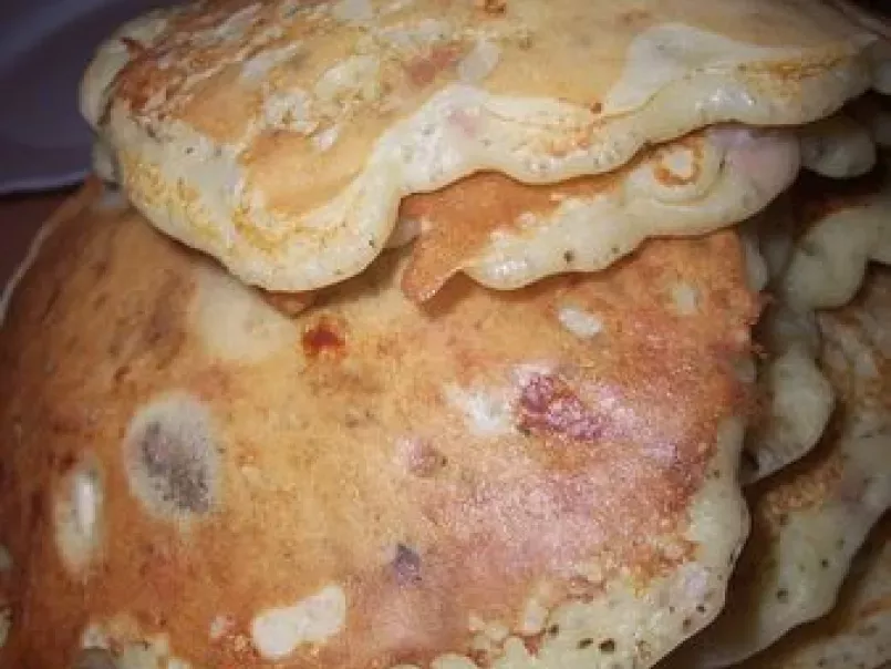 Pancakes salés champignons, chèvre jambon
