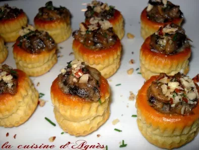 Petites bouchées gorgonzola champignons de Paris/noisettes