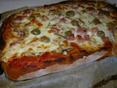 Pizza tomate/jambon/champignons/mozzarella