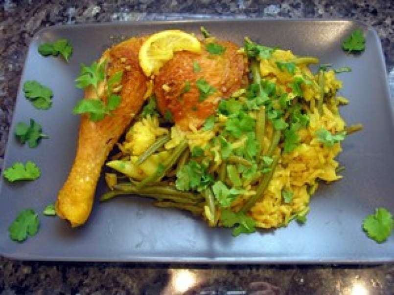 Poulet curry citron et pilaf de chou-fleur et haricots verts - photo 4