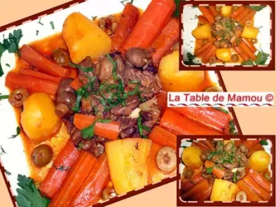 Ragoût de boeuf aux olives, carottes et pommes de terre