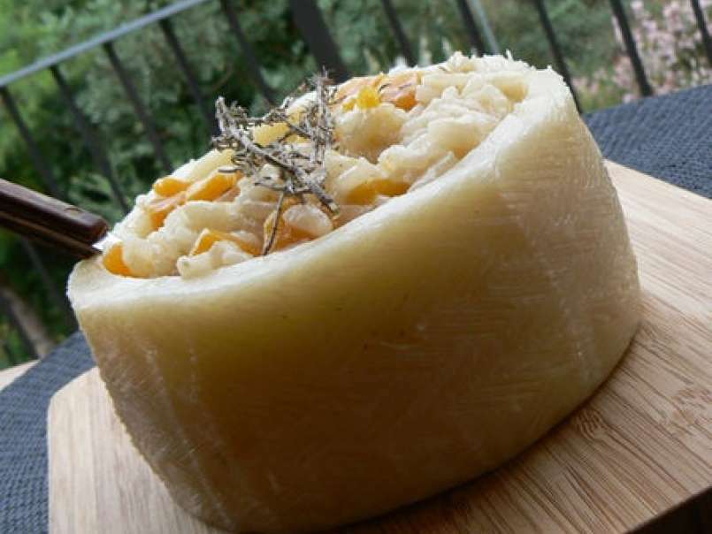 Risotto au potiron en timbale de fromage ou risotto