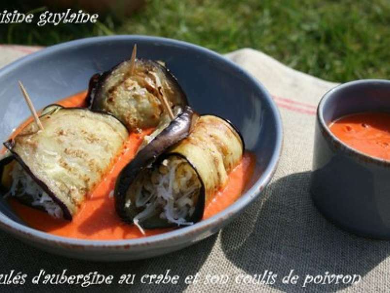 Roulés d'aubergine au crabe et son coulis de poivron - photo 3