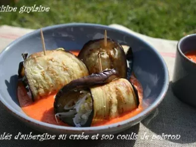 Roulés d'aubergine au crabe et son coulis de poivron - photo 4