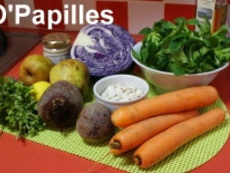Salade de betteraves crues, carottes, chou rouge et poires - photo 2