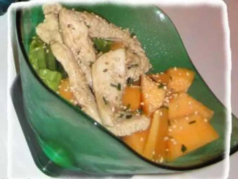 Salade de blancs de poulet aux kiwis et melon