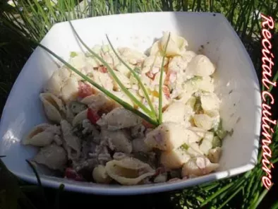 Salade de conchiglie rigate au tzatziki et au jambon