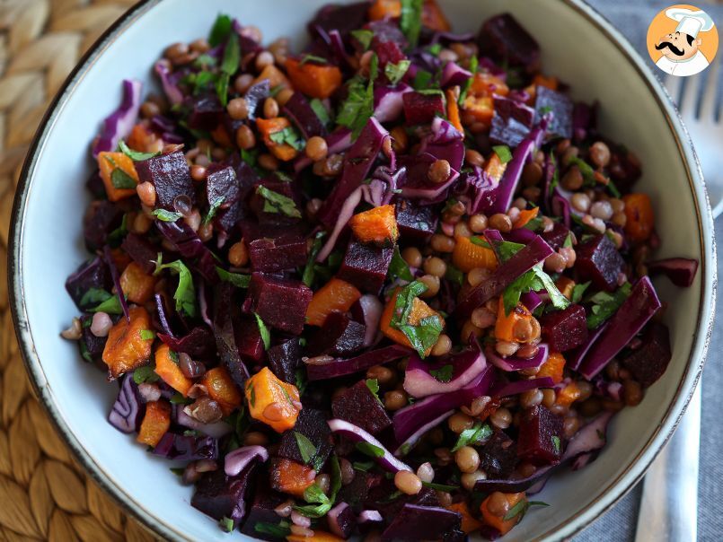 Salade de lentilles, butternut, chou rouge, betterave et persil (parfaite pour l'automne/hiver) - photo 4