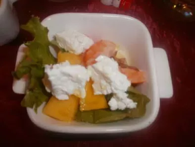Salade de mangues, crevettes, et chèvre en verrines