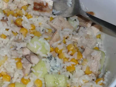 Salade de riz au poulet et Fourme d?Ambert
