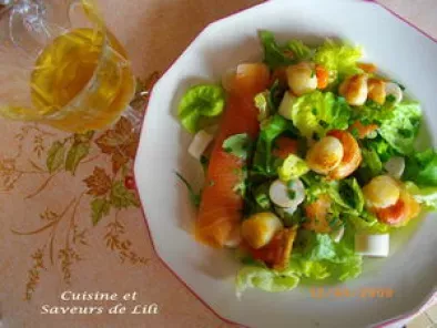 Salade de St Jacques et saumon fumé