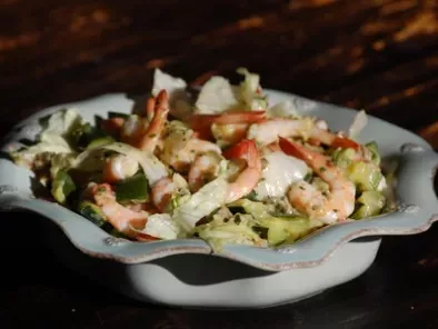 Salade tiède de courgettes aux crevettes