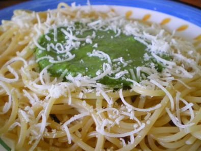 Spaghetti au pesto d'épinards