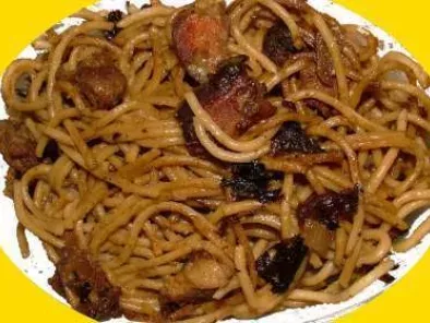 spaghettis et jambon cuit & crème d'oignon et échalote