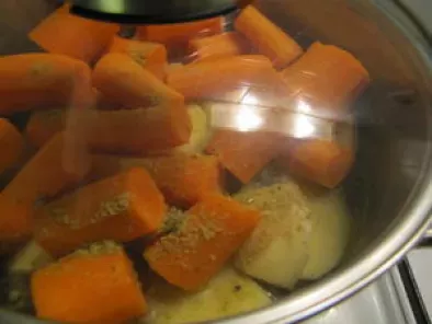 Steak à la purée de carotte au gingembre