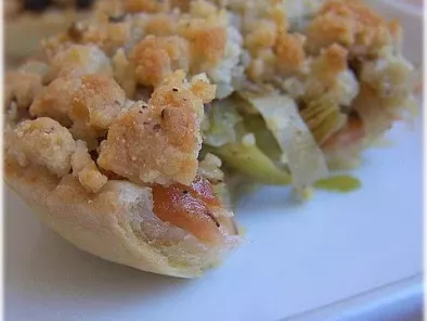 Tartelettes façon crumbles aux poireaux et saumon fumé ( recette Flexipan ) - photo 3