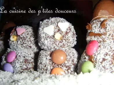 Truffes chocolat noir, noix de coco ou Ma petite tribu de bonhommes de neige!! - photo 2