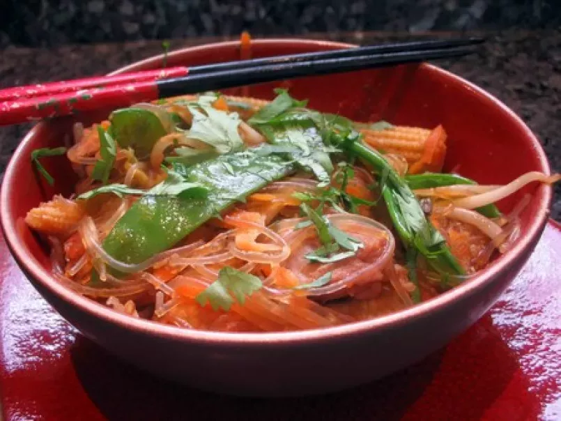 Vermicelles de soja et légumes au wok, ils y sont les 5 par repas! - photo 3